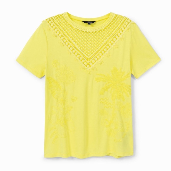 DESIGUAL | Yellow Lace Detail Embroidered Women's Top - Picture 11 of 16